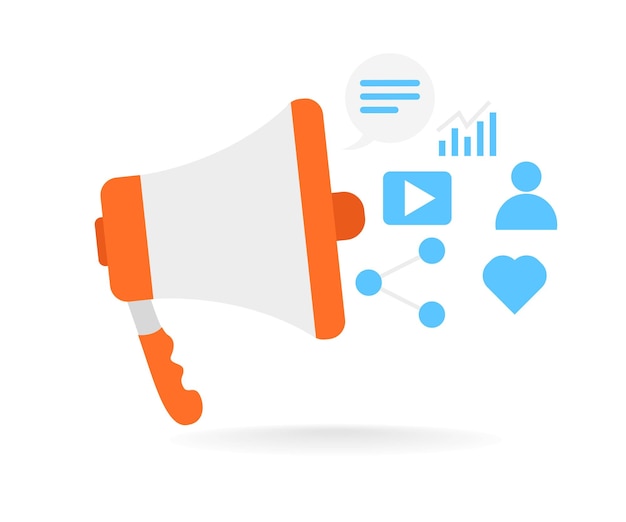 Ilustración de marketing digital con grandes oradores Adecuado para volantes de página de destino Infografías y otros activos relacionados con gráficosVector