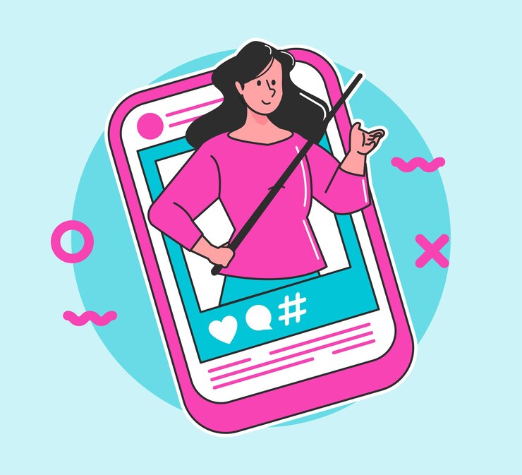 Vector ilustración de marketing digital influencer ilustración de redes sociales