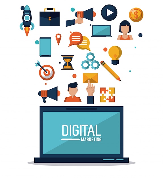 Ilustración de marketing digital y publicidad
