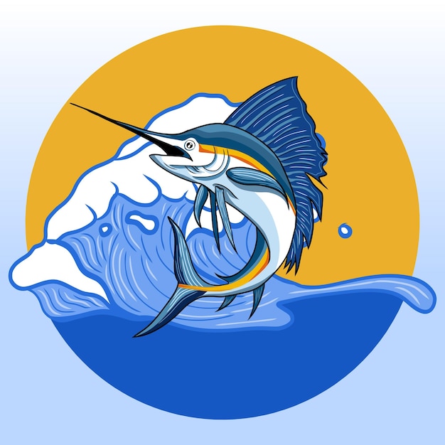Ilustración de Marlin y el vector de ondas.