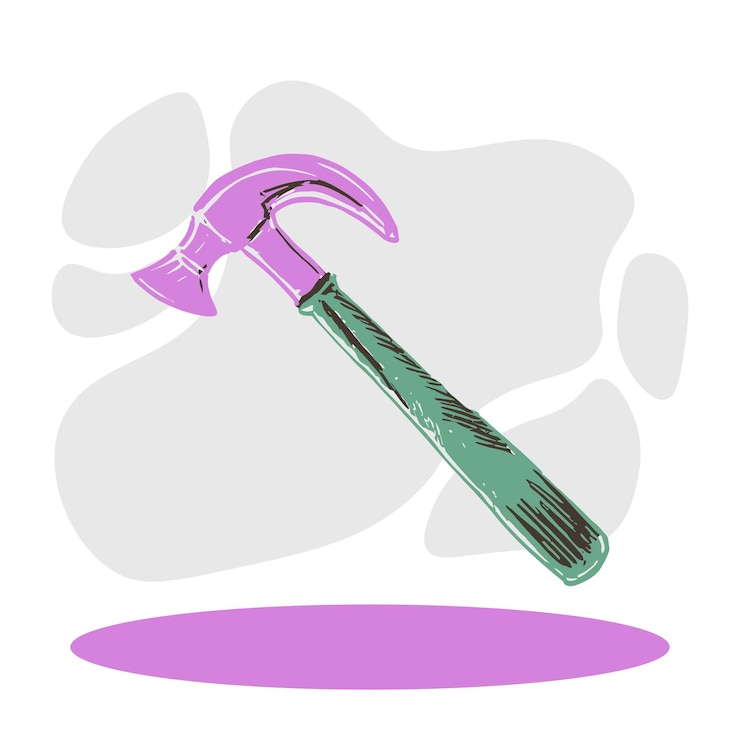 Vector ilustración de martillos de hacha en estilo de dibujos a mano