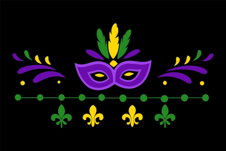 Vector ilustración de la máscara y las decoraciones de mardi gras