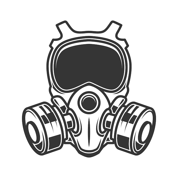Ilustración de máscara de gas aislada sobre fondo blanco Alerta de coronavirus de riesgo biológico Elemento de diseño para cartel tarjeta banner volante emblema signo Ilustración vectorial