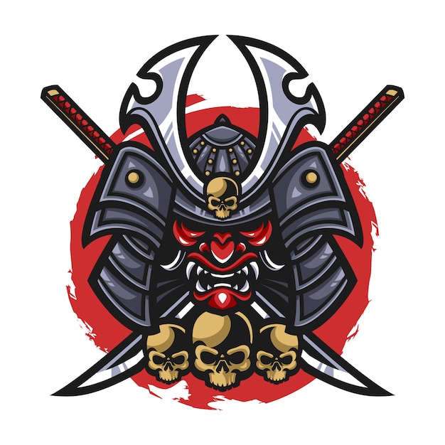 Vector ilustración de máscara de guerrero samurai