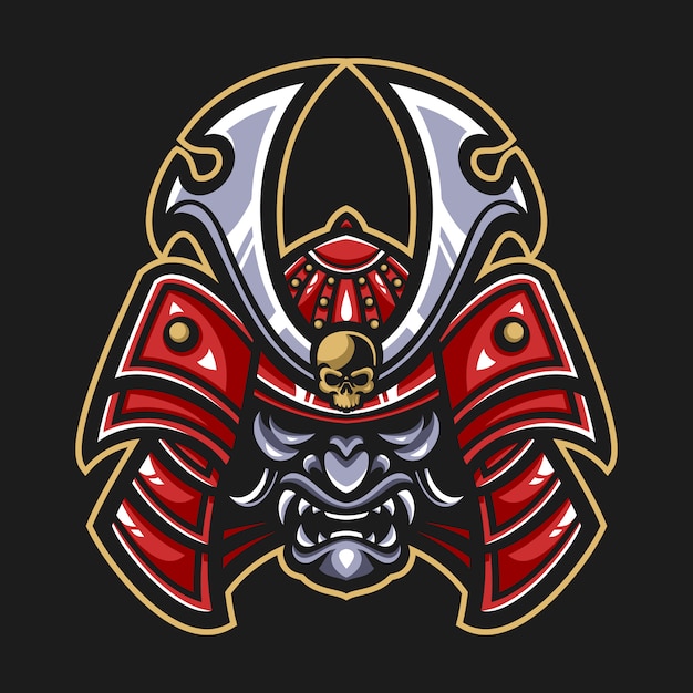 Vector ilustración de máscara de guerrero samurai