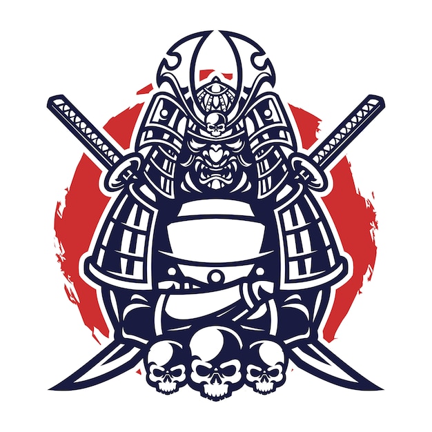 Vector ilustración de máscara de guerrero samurai