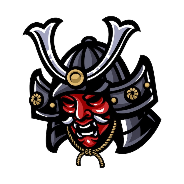 Vector ilustración de máscara de guerrero samurai