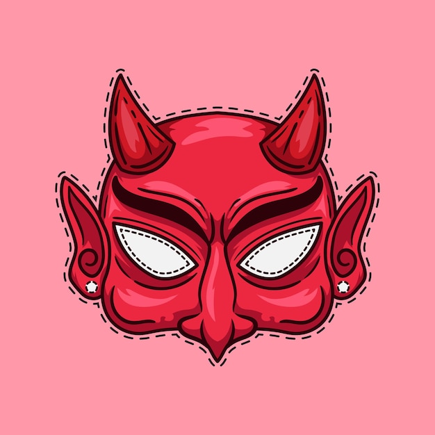 Ilustración de máscara de Halloween de diablo aterrador