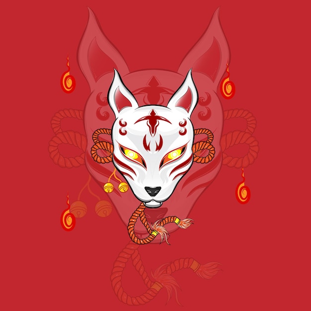 Vector ilustración de máscara de kitsune