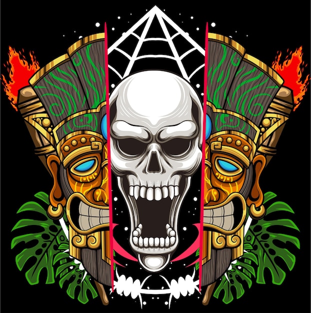 Vector ilustración de máscara tiki con vector de stock de calidad premium