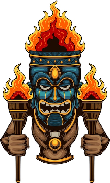 Ilustración de máscara tiki con vector de stock de calidad premium
