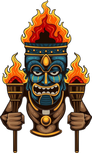 Vector ilustración de máscara tiki con vector de stock de calidad premium