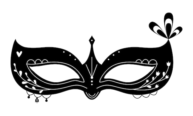 Ilustración de máscaras de mascarada en blanco y negro para la fiesta de purim