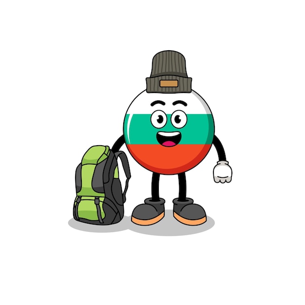 Ilustración de la mascota de la bandera de bulgaria como excursionista