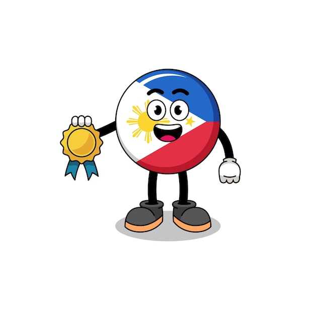 Ilustración de la mascota de la bandera de filipinas como astrónomo