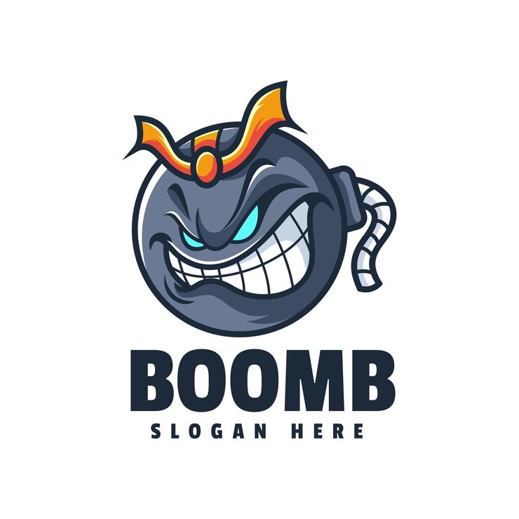 Vector ilustración de la mascota de boomb y el logotipo del personaje
