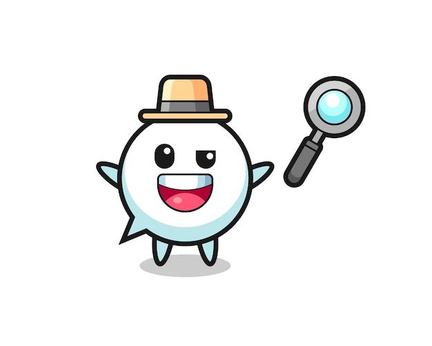 Ilustración de la mascota de la burbuja del habla como detective que logra resolver un caso