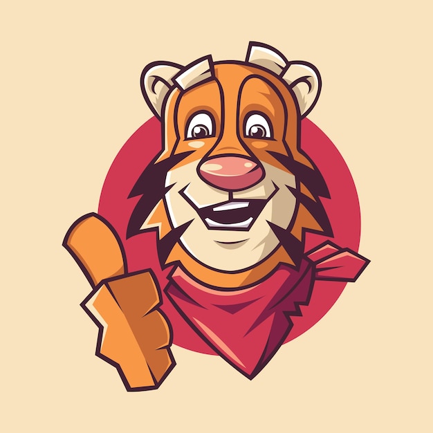 Ilustración de mascota de cara de tigre sonriente