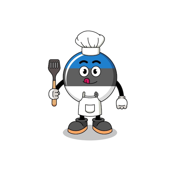 Ilustración de la mascota del chef de la bandera de Estonia