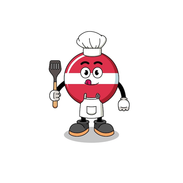 Ilustración de la mascota del chef de la bandera de Letonia