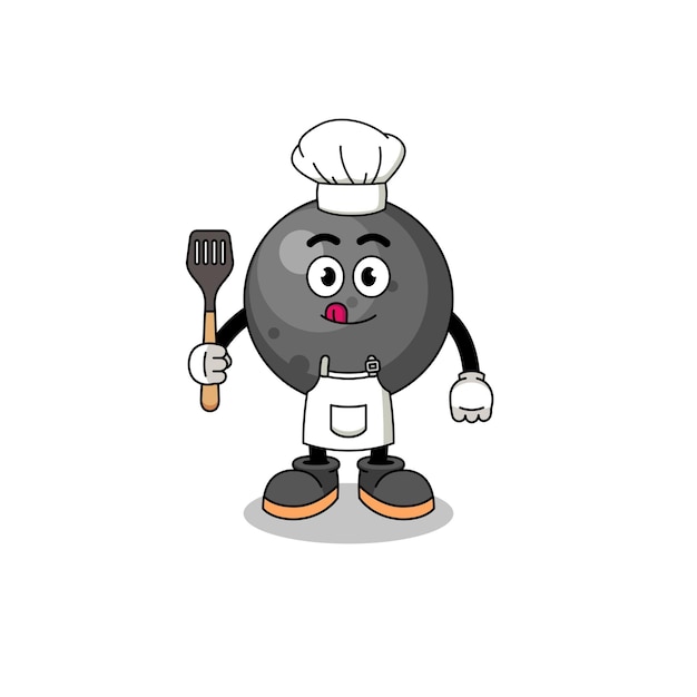 Ilustración de la mascota del chef de la bola de cañón