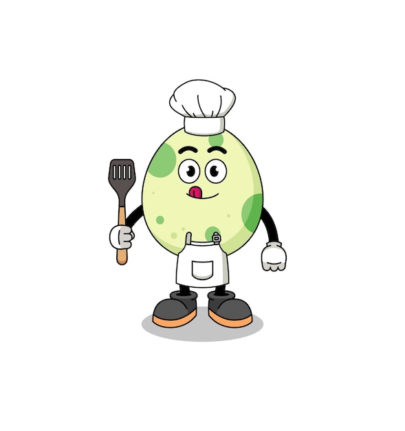 Ilustración de la mascota del chef de huevo manchado