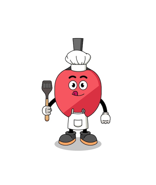 Ilustración de la mascota del chef de raqueta de tenis de mesa