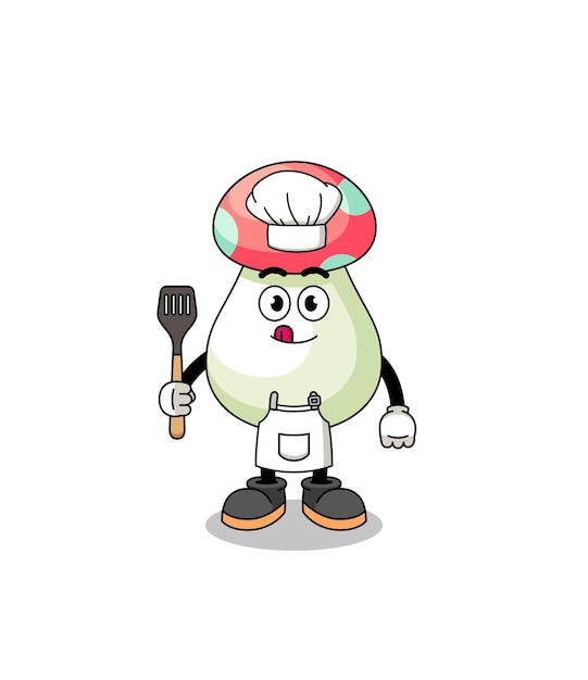 Ilustración de la mascota del chef de setas