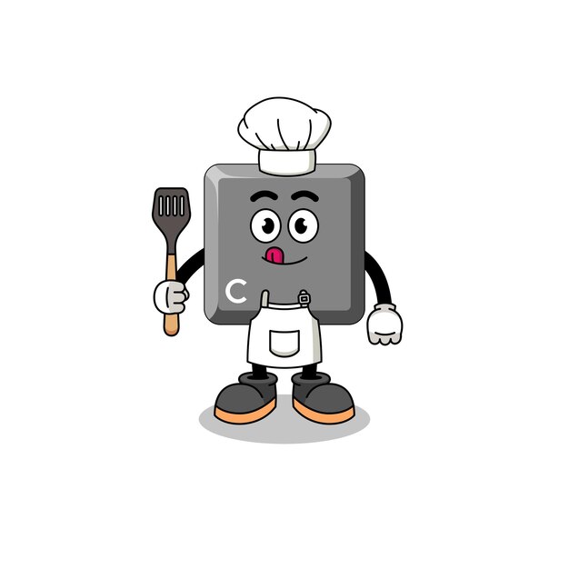 Ilustración de la mascota del chef de la tecla C del teclado