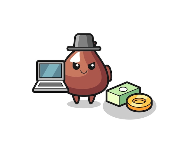 Ilustración de mascota de choco chip como hacker