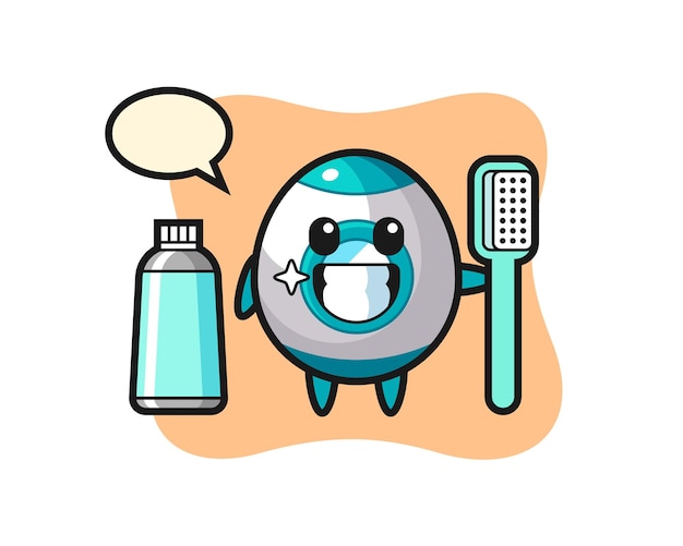 Ilustración de mascota de cohete con un cepillo de dientes