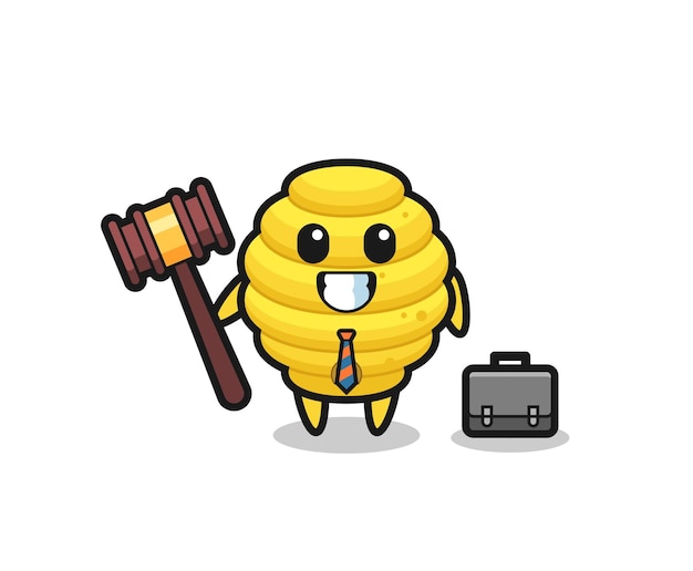 Ilustración de la mascota de la colmena de abejas como un lindo diseño de abogado