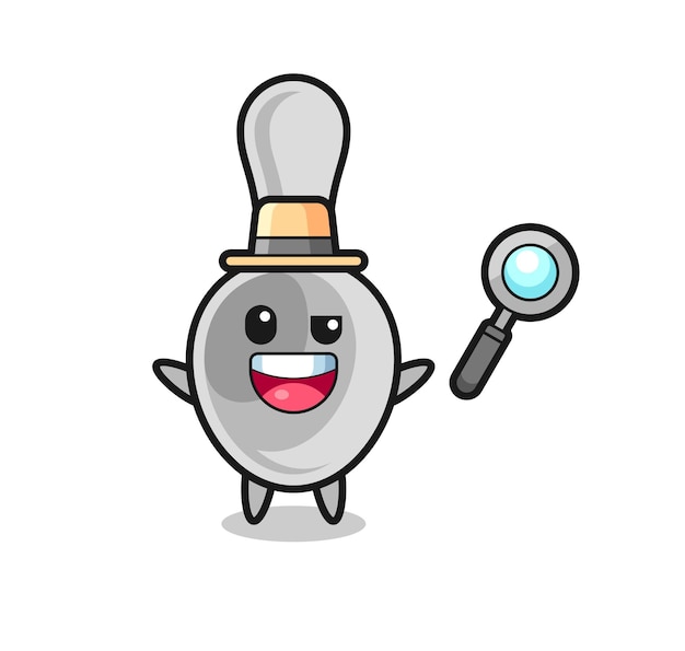 Ilustración de la mascota de la cuchara como detective que logra resolver un caso
