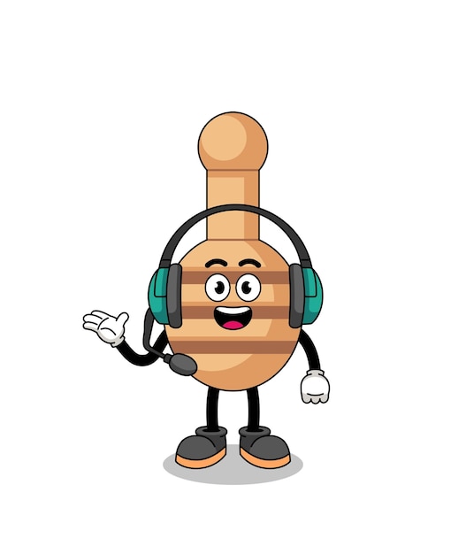 Ilustración de la mascota del cucharón de miel como servicio al cliente