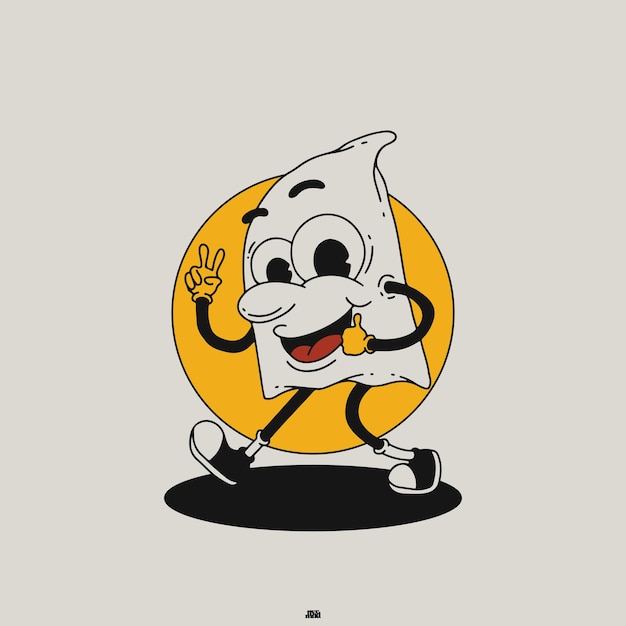Ilustración de la mascota dibujada a mano por un fantasma