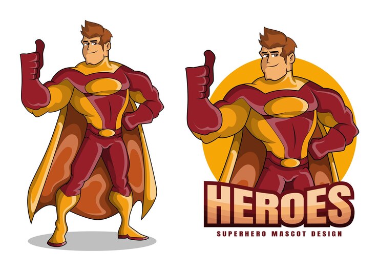 Ilustración de mascota de dibujos animados de superhéroe