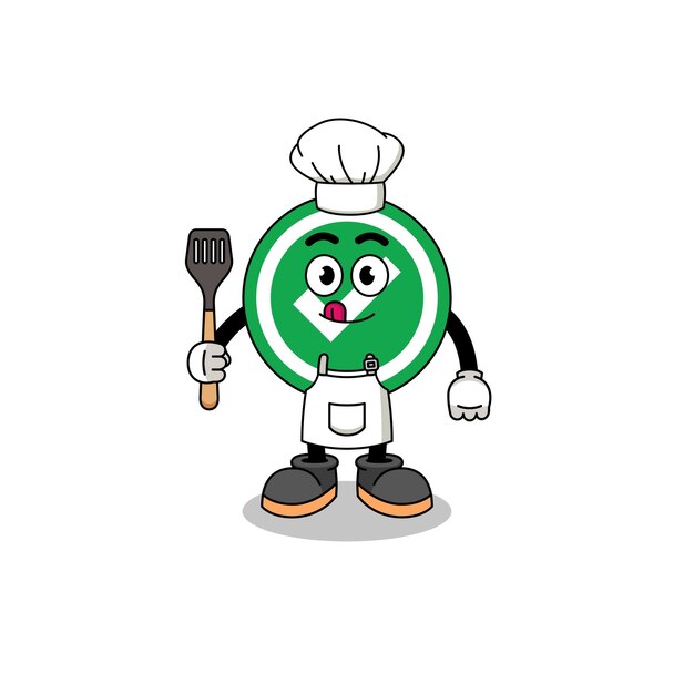 Ilustración de la mascota del diseño del personaje del chef de la marca de verificación