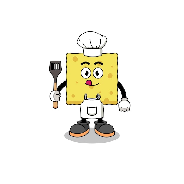 Ilustración de mascota del diseño de personajes de chef de esponja