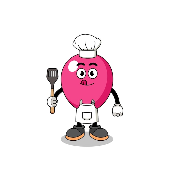 Ilustración de mascota del diseño de personajes de chef de globo