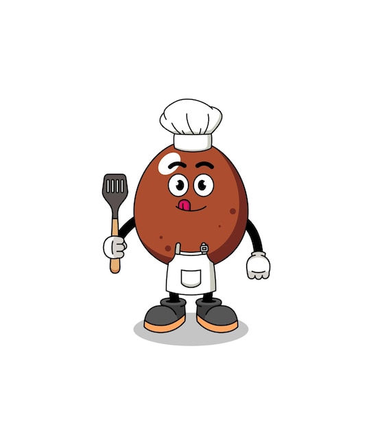 Ilustración de mascota del diseño de personajes de chef de huevo de chocolate