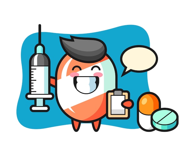 Vector ilustración de mascota de dulces como médico