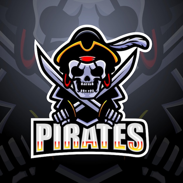 Vector ilustración de mascota de esport de calavera pirata