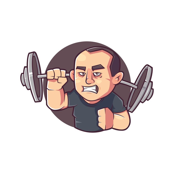 Ilustración de mascota de fitness de dibujos animados para hombre