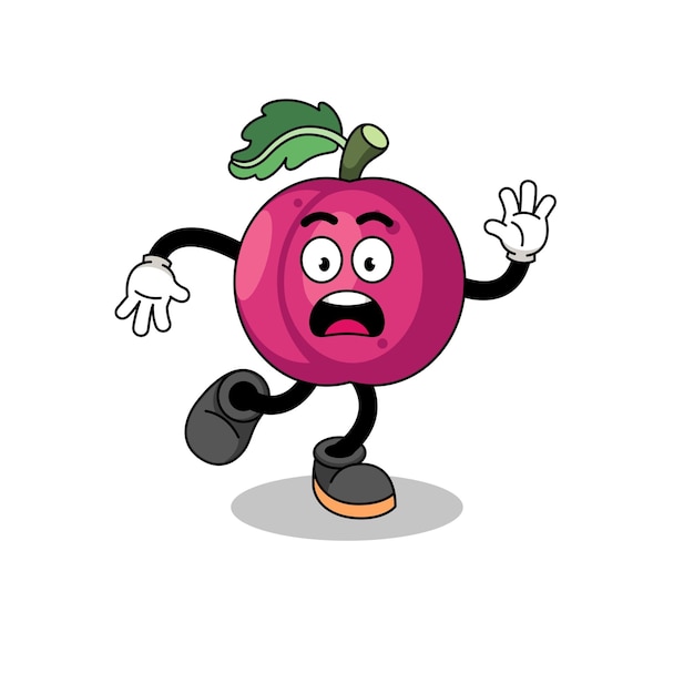 Ilustración de mascota de fruta de ciruela deslizante