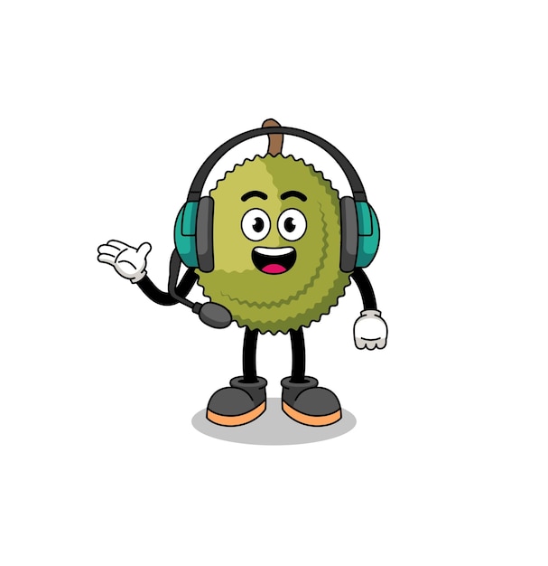 Ilustración de la mascota de la fruta durián como diseño de personajes de servicios al cliente
