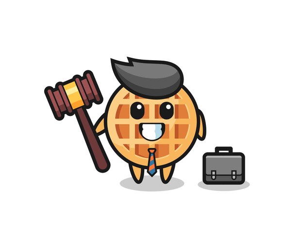 Ilustración de la mascota de gofres circulares como abogado