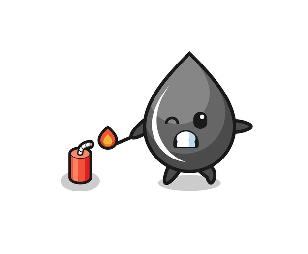 Ilustración de mascota de gota de aceite jugando diseño lindo petardo