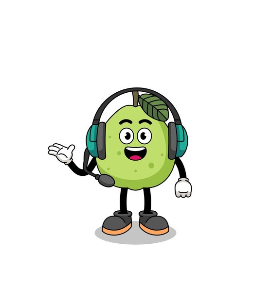 Ilustración de mascota de guayaba como diseño de personajes de servicios al cliente