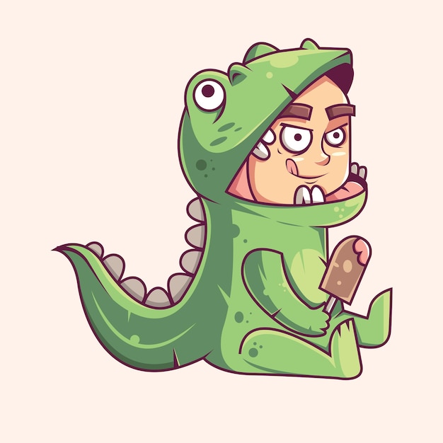 Ilustración de mascota de helado de Dino