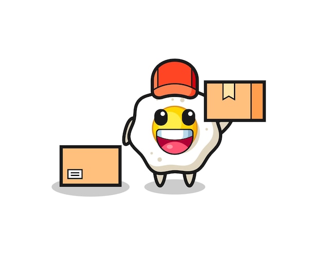 Ilustración de mascota de huevo frito como mensajero, diseño de estilo lindo para camiseta, pegatina, elemento de logotipo